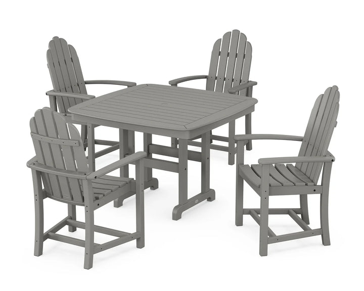 Polywood PWS913-1 Classic Adirondack 5-Piece Square Dining Set with Trestle Legs