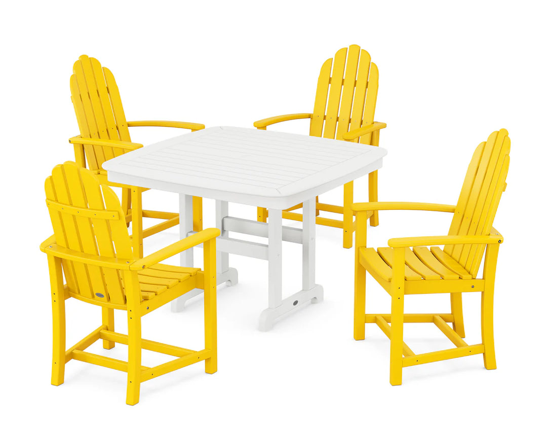Polywood PWS913-1 Classic Adirondack 5-Piece Square Dining Set with Trestle Legs