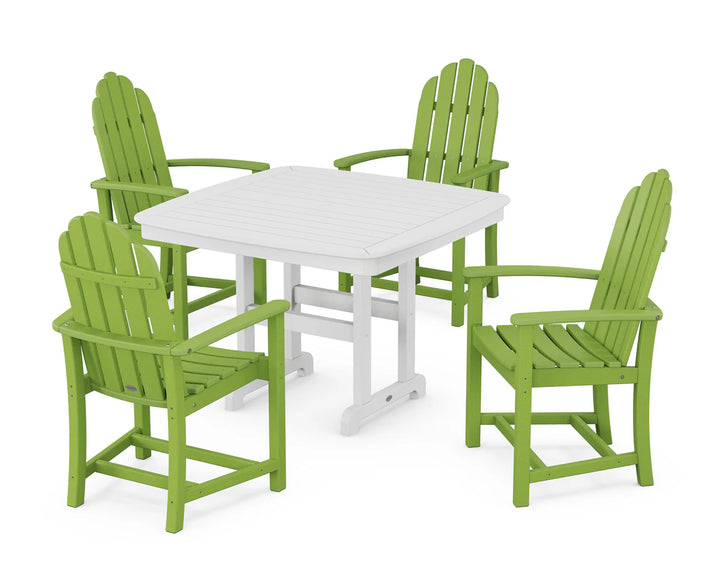 Polywood PWS913-1 Classic Adirondack 5-Piece Square Dining Set with Trestle Legs