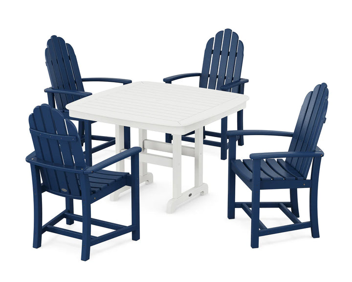 Polywood PWS913-1 Classic Adirondack 5-Piece Square Dining Set with Trestle Legs