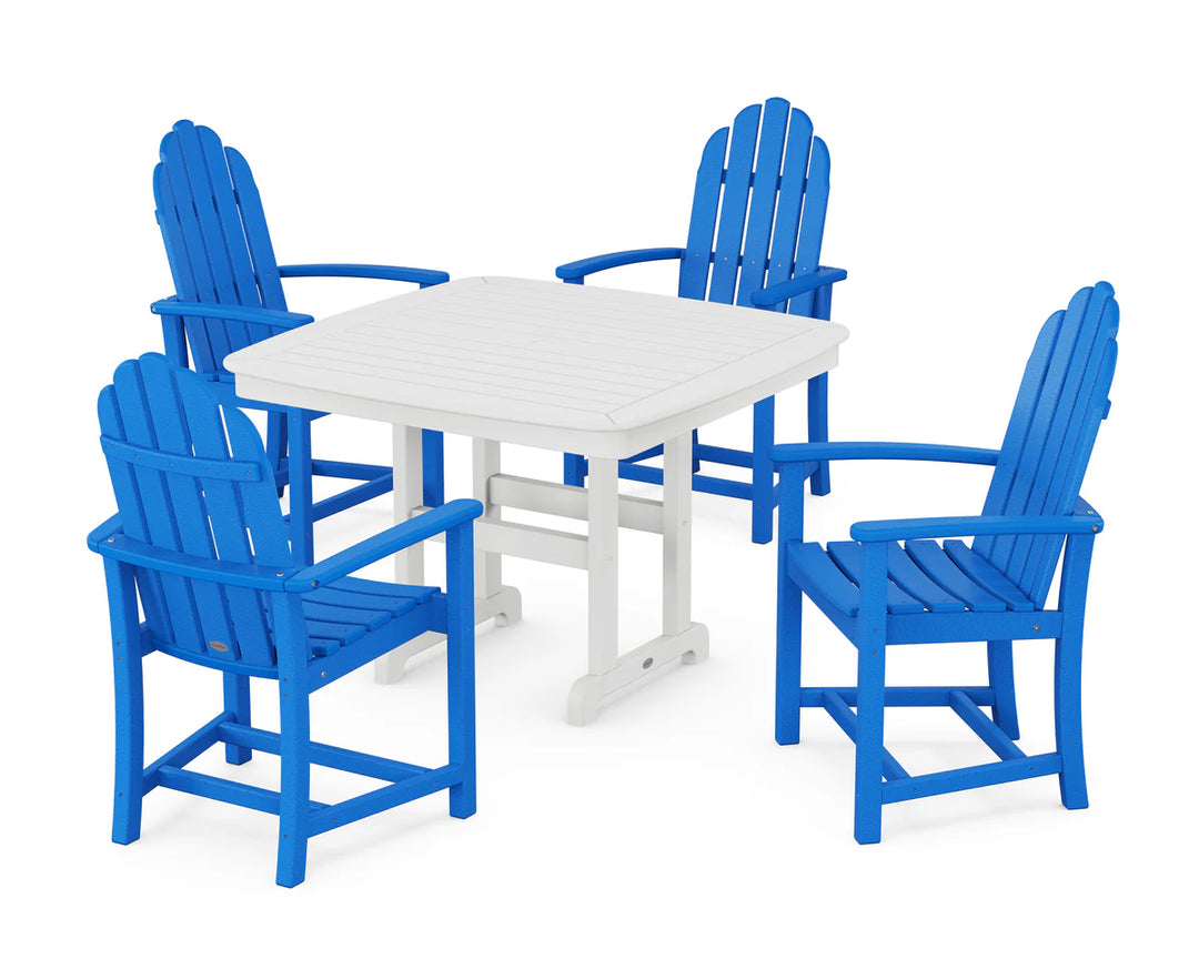 Polywood PWS913-1 Classic Adirondack 5-Piece Square Dining Set with Trestle Legs