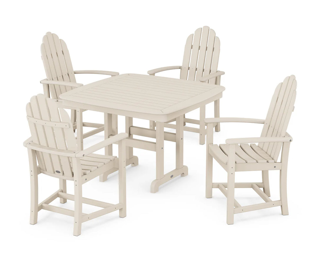 Polywood PWS913-1 Classic Adirondack 5-Piece Square Dining Set with Trestle Legs