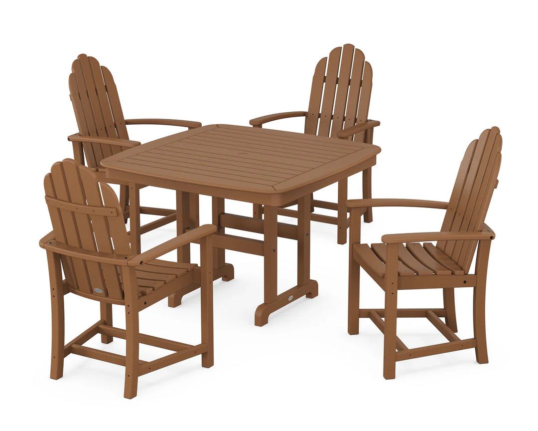 Polywood PWS913-1 Classic Adirondack 5-Piece Square Dining Set with Trestle Legs