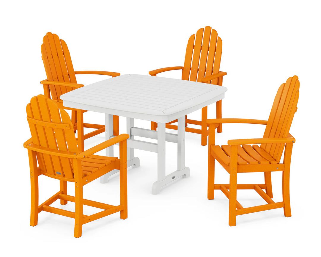 Polywood PWS913-1 Classic Adirondack 5-Piece Square Dining Set with Trestle Legs