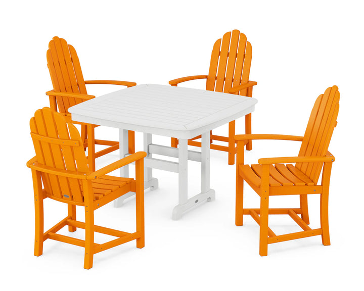 Polywood PWS913-1 Classic Adirondack 5-Piece Square Dining Set with Trestle Legs