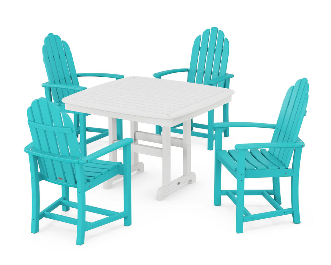 Polywood PWS913-1 Classic Adirondack 5-Piece Square Dining Set with Trestle Legs