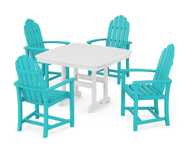 Polywood PWS913-1 Classic Adirondack 5-Piece Square Dining Set with Trestle Legs