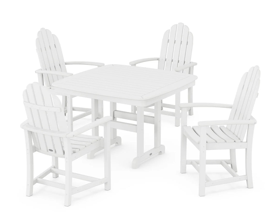 Polywood PWS913-1 Classic Adirondack 5-Piece Square Dining Set with Trestle Legs
