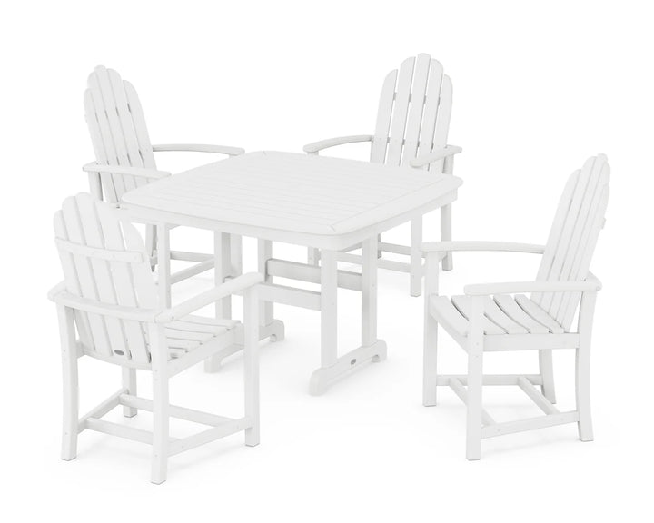 Polywood PWS913-1 Classic Adirondack 5-Piece Square Dining Set with Trestle Legs