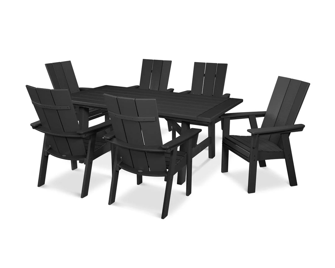 Polywood PWS447-1 Modern Curveback Adirondack 7-Piece Rustic Farmhouse Dining Set