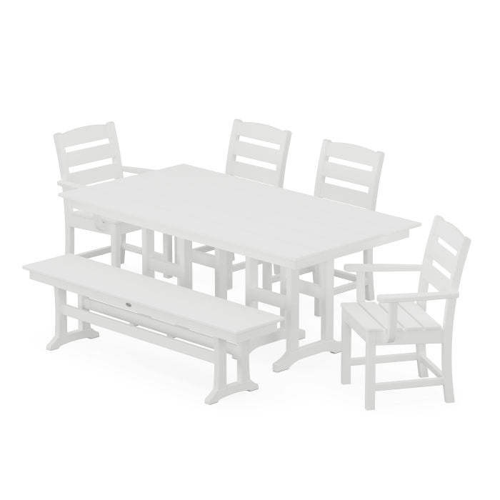 Polywood - Lakeside 6-Piece Farmhouse Dining Set with Bench