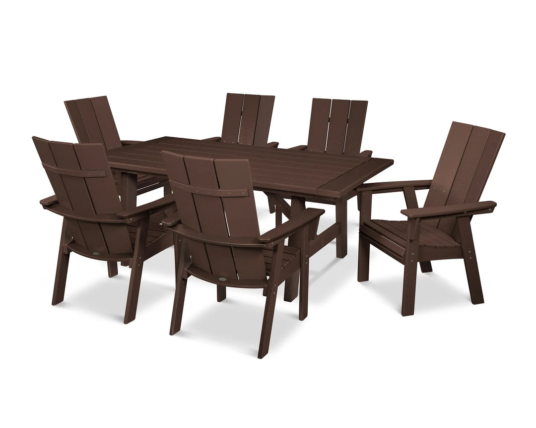 Polywood PWS447-1 Modern Curveback Adirondack 7-Piece Rustic Farmhouse Dining Set
