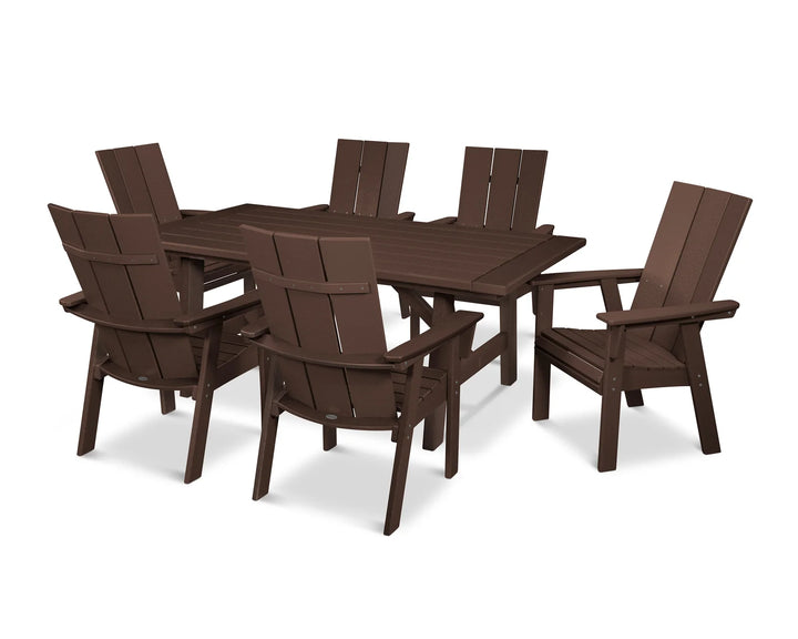 Polywood PWS447-1 Modern Curveback Adirondack 7-Piece Rustic Farmhouse Dining Set