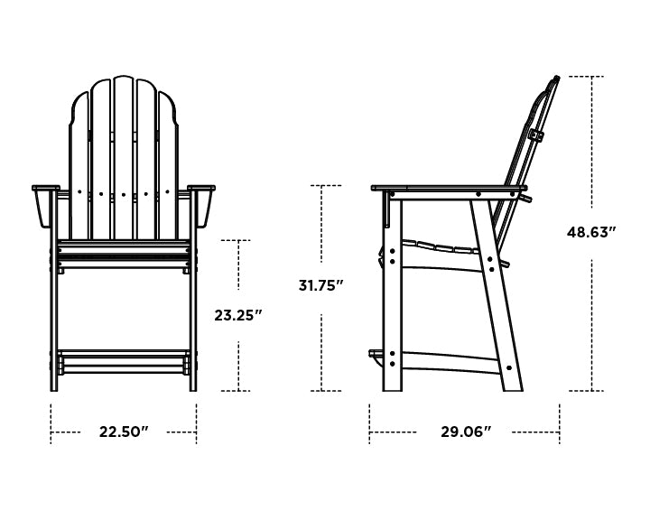 Polywood ADD601 Vineyard Curveback Adirondack Counter Chair