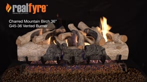 Realfyre-Charred Mountain Birch Vented gas Log Set With Burner
