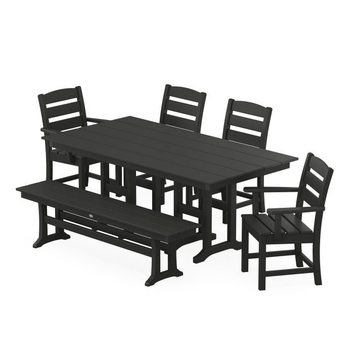 Polywood - Lakeside 6-Piece Farmhouse Dining Set with Bench