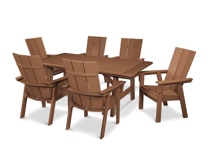 Polywood PWS447-1 Modern Curveback Adirondack 7-Piece Rustic Farmhouse Dining Set