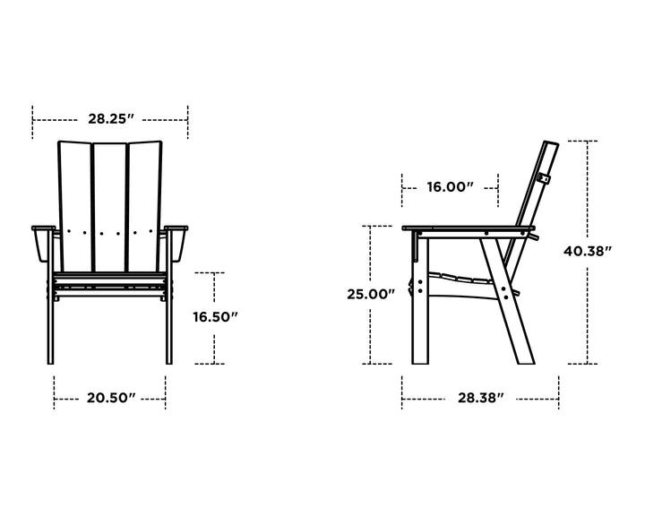 Polywood PWS447-1 Modern Curveback Adirondack 7-Piece Rustic Farmhouse Dining Set
